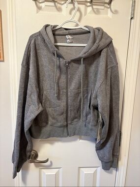 Knight swim Grey Zip-Up Hooded Sweatshirt